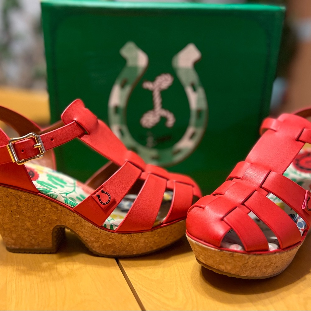 Rockabilly Pinup Miss L Fire Red Cork Sandals